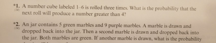 A number cube is labeled 1 to 6